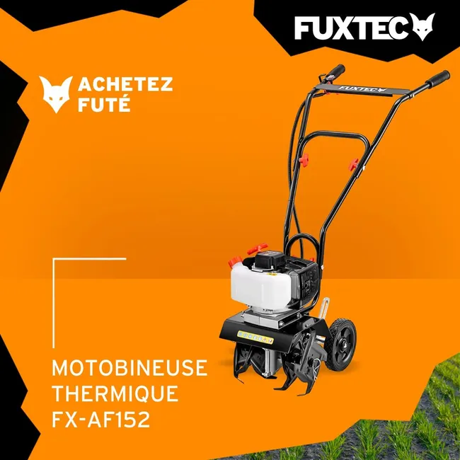 FUXTEC FX-AF152 Fraiseuse agricole, motoculteur - moteur 2 temps et largeur 23 cm, 51,6 ccm, profondeur de fraisage 70mm - seulement 14kg – Image 4