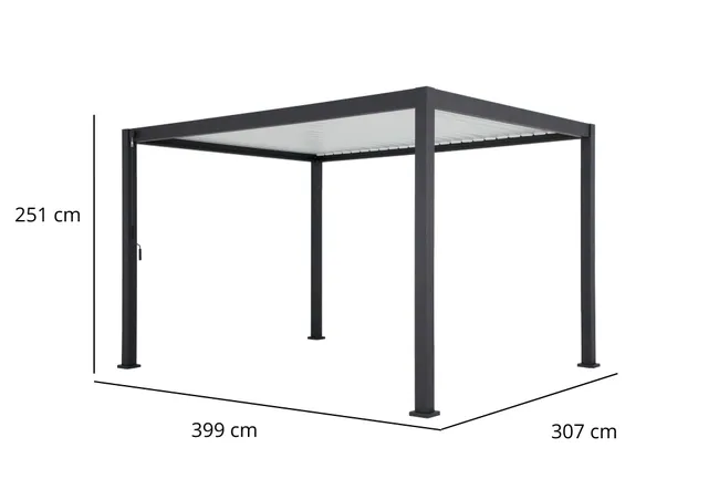 Pergola bioclimatique autoportante Prima, aluminium gris anthracite 12m² – Image 7