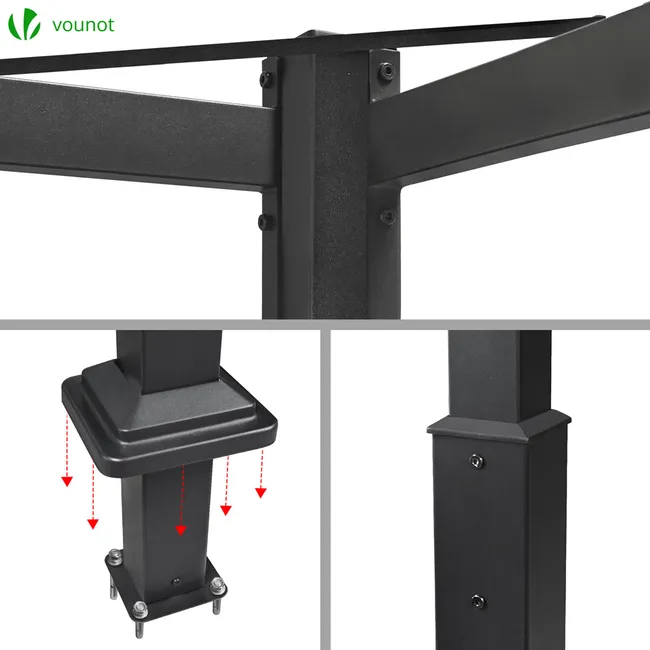 Pergola retractable 3x3m en metal et toile Polyester haute densite 180g/m2 beige – Image 3