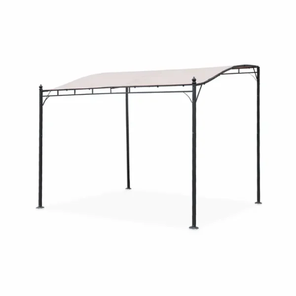Pergola adossée 3x2.5m - Brestum - Toile beige - Pergola murale BRESTUM 3X2,5M