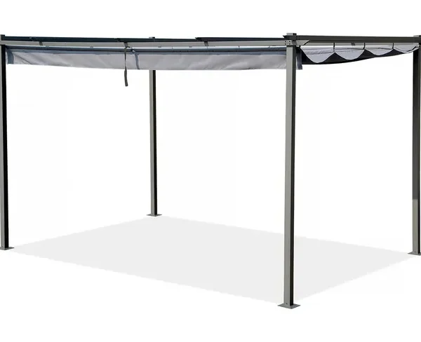 Pergola en métal avec toit rétractable - 3 x 4 m - Gris anthracite