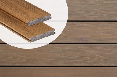 Planche de terrasse composite solide PuraShield Teck 2,3 x 13,8 cm