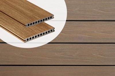 Lame de terrasse composite PuraShield Teck 2,3 x 21 cm — alvéolaire
