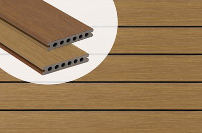 Lame de terrasse composite PuraTerra Teak bicolore 2,3 x 13,8 cm