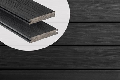 Planche de terrasse composite solide PuraShield Ebony Black 2,3 x 13,8 cm