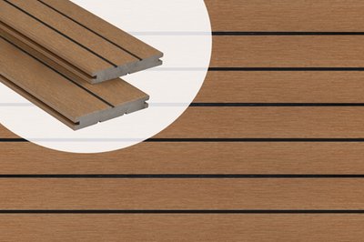 Lame de terrasse composite massive PuraDock Teak 2,2 x 14,6 cm