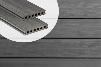 Lame de terrasse composite PuraShield Dark Grey 2,3 x 13,8 cm — alvéolaire