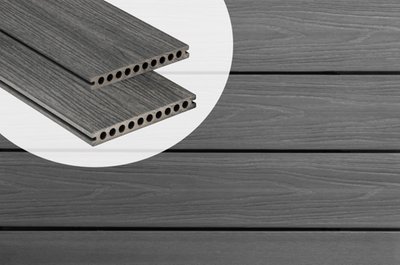 Lame de terrasse composite PuraShield Dark Grey 2,3 x 21 cm — alvéolaire