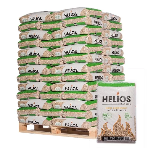 Pellet HELIOS 100% résineux — Palette 65 sacs 15 kg